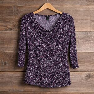 Ann Taylor Floral Print Medium Petite Polyester Print Blouse